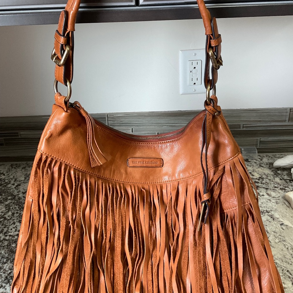 Frye Heidi fringe cognac leather bohemian western hobo  bag new w/ dust bag